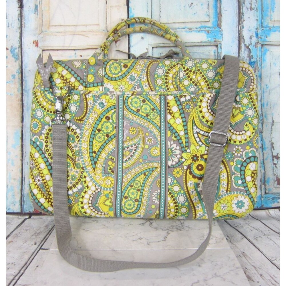 Vera Bradley Hard-Sided Laptop Bag Retired Lemon Parfait Paisley Crossbody Strap